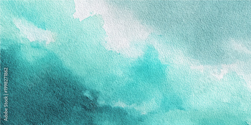 Abstract Watercolor Cloudscape: Turquoise hues and soft textures evoke a sense of calm and tranquility, mimicking the ethereal beauty of a cloudy sky. 