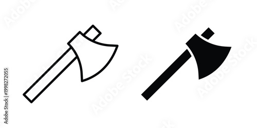 Axe icon strokes and flat black vectors. Illustrations EPS10
