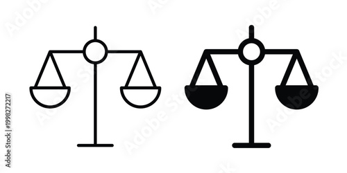 Balance scale icon strokes and flat black vectors. Illustrations EPS10