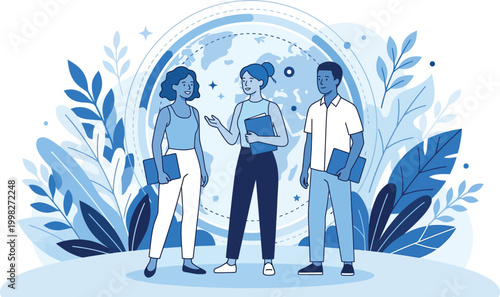 Global Education and Student Collaboration Illustration