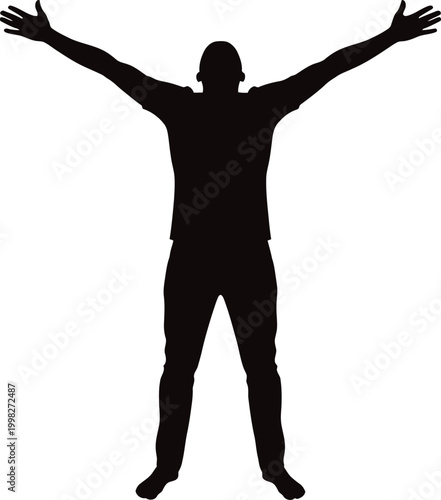Konstfotografi Silhouette of a person with arms raised in a victorious or worshipful pose