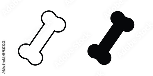 Bone icon strokes and flat black vectors. Illustrations EPS10