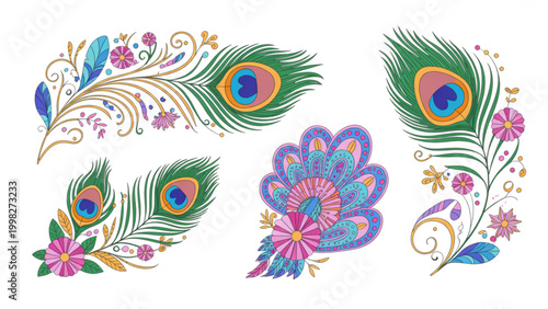 A vibrant display of colorful flowers in a garden setting with butterflies and dragonflies isolated on transparent background