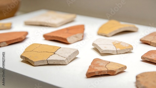 Ancient pottery shards on display