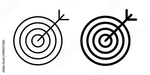 Bulls eye icon strokes and flat black vectors. Illustrations EPS10