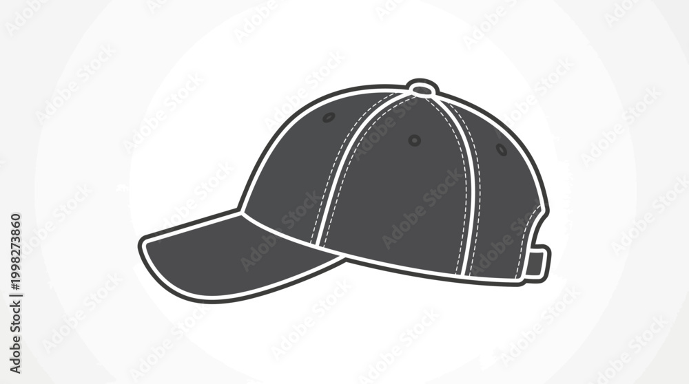 Fototapeta premium Baseball Cap Icon Silhouette on White Background