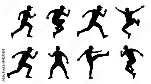 Energetic Human Motion Silhouettes Dynamic Figures in Active Poses