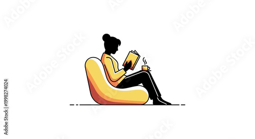 Woman sitting on bean bag chair.