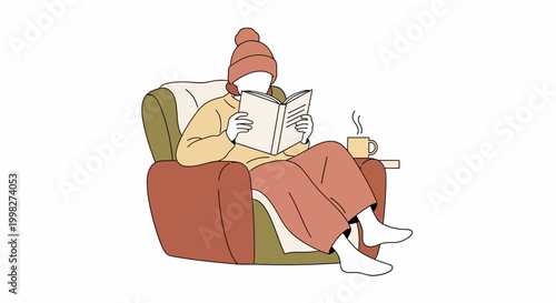 Woman Reading Newspaper on Armchair.