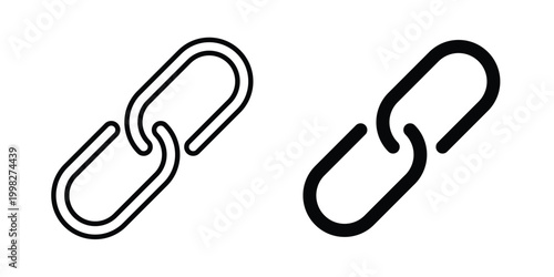 Chain link icon strokes and flat black vectors. Illustrations EPS10
