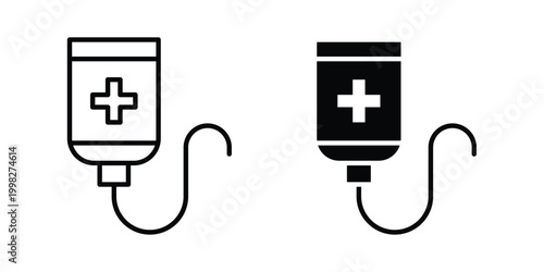 Chemotherapy icon strokes and flat black vectors. Illustrations EPS10