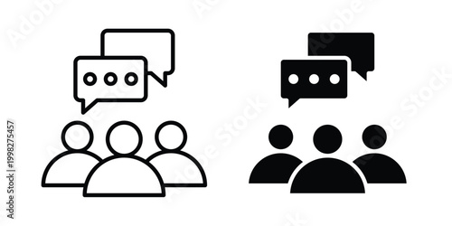 Communication icon strokes and flat black vectors. Illustrations EPS10