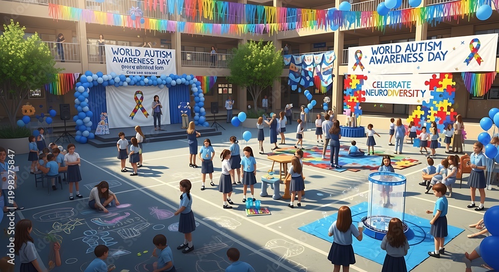 Obraz premium School celebration for World Autism Awareness Day.