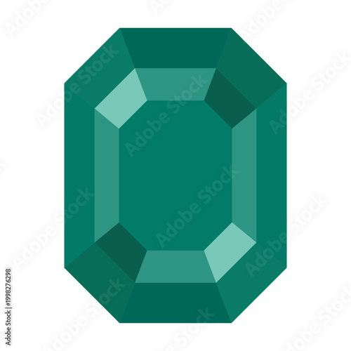 Foto Emerald cut green gemstone illustration isolated on white background