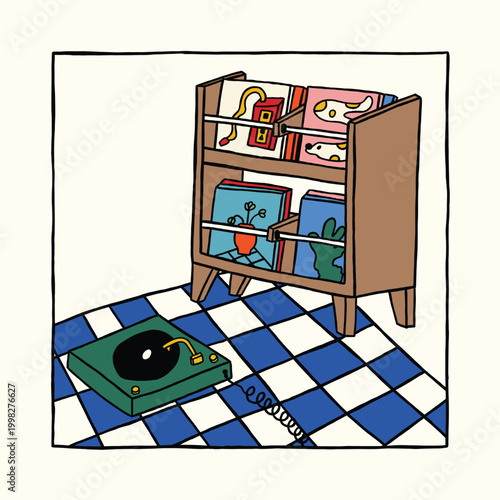 music vinyl record cartoon illustration