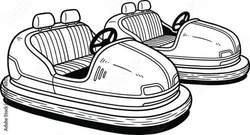 Pair of Vintage Bumper Cars Vector Illustration