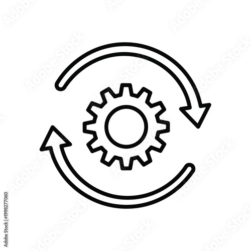 Circular gear symbolizing continuous improvement or iterative process flow