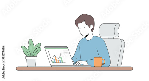 Man sitting at desk with laptop.