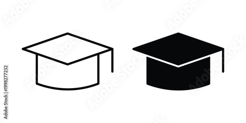 Education icon strokes and flat black vectors. Illustrations EPS10