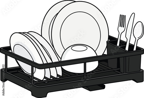Modern Kitchen Dish Drying Rack with Cutlery Holder