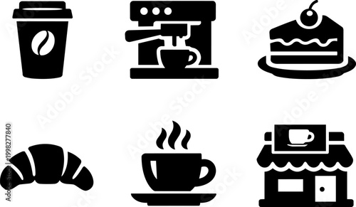 Vector  icon coffee cafe drink set