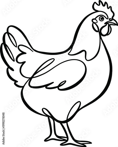 Minimalist One Line Art Hen Illustration