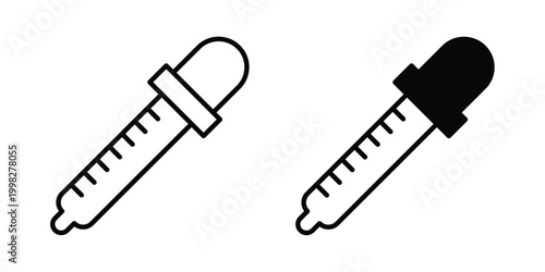 Eye dropper icon strokes and flat black vectors. Illustrations EPS10