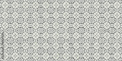 Geometric fan pattern intricate black and white tile design