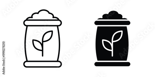 Fertilizer icon strokes and flat black vectors. Illustrations EPS10