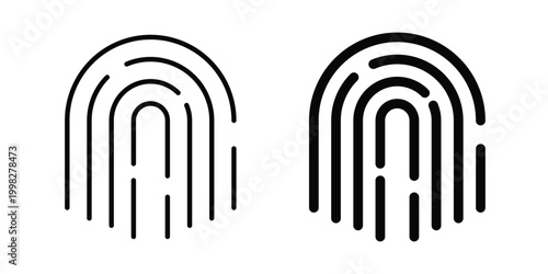 Fingerprint icon strokes and flat black vectors. Illustrations EPS10