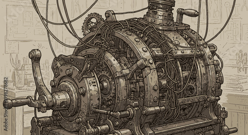 Industrial Machine Gear Mechanism Closeup.