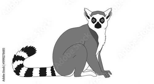 Ring tailed lemur sitting down.