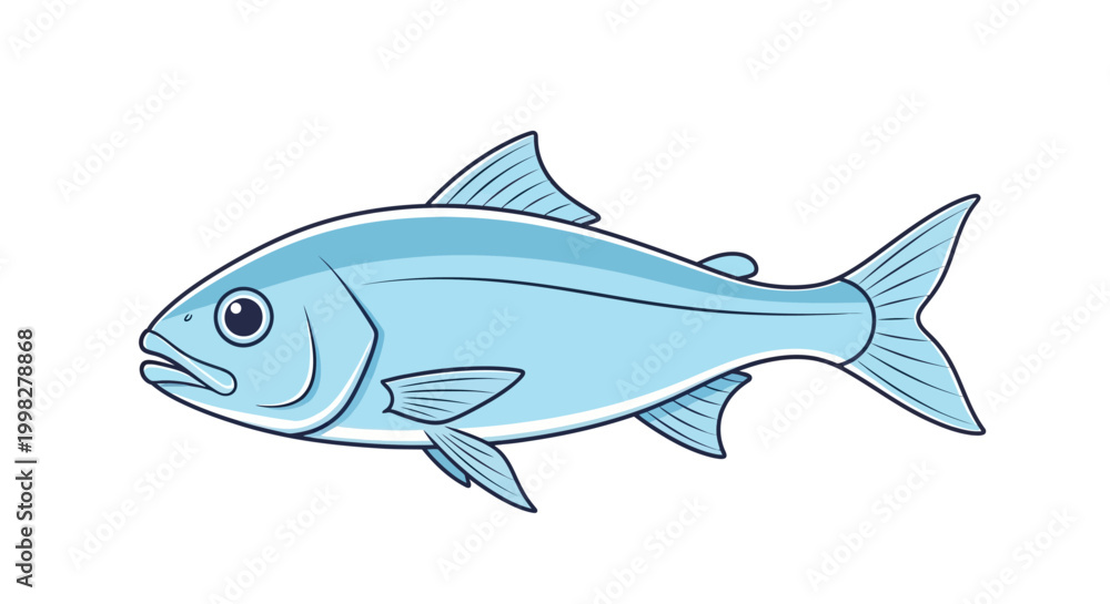 Fototapeta premium Blue Fish Swimming Alone Ocean Creature.