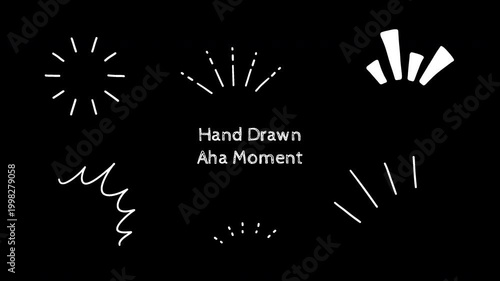 Hand Drawn Aha Moment Effect Animation Set with Transparent Background, Comic Doodle Emphasis Lines Motion Graphics Alpha Channel