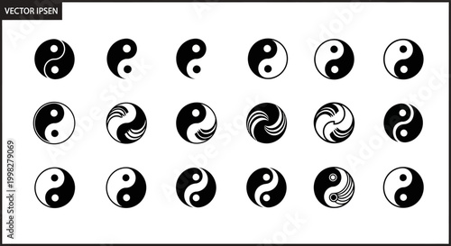 Yin Yang symbols in black and white.
