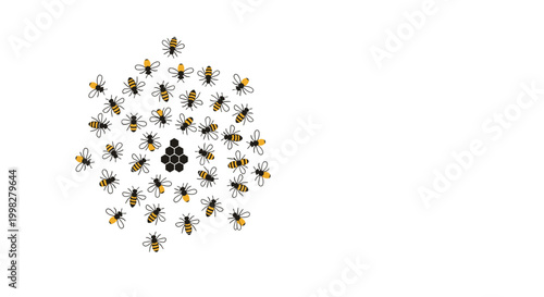 Group of bees flying together.