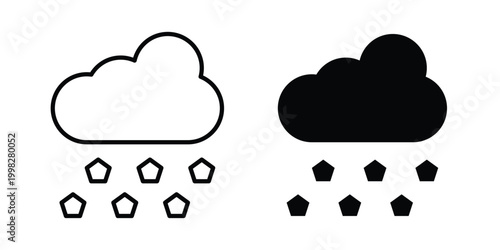 Hail icon strokes and flat black vectors. Illustrations EPS10