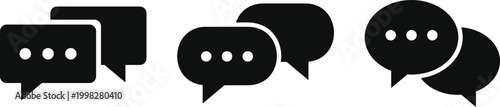 Set of chat and talk icon. Interactive speech bubble and talk symbols. Communication signs. Social connectivity and message design. Voice message and typing indicator symbol
