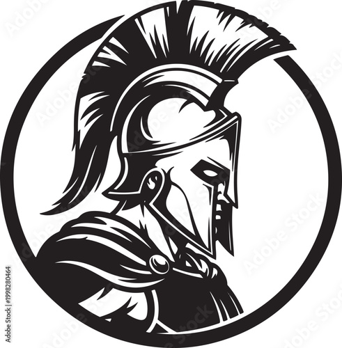 Spartan Helmet Profile Illustration Ancient Warrior Logo Design