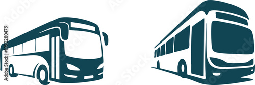 Minimalist Modern Transit Bus and City Commuter Icon Set, Dynamic Public Transportation and Coach Travel Vector Graphics, vector, illustration, silhouette.