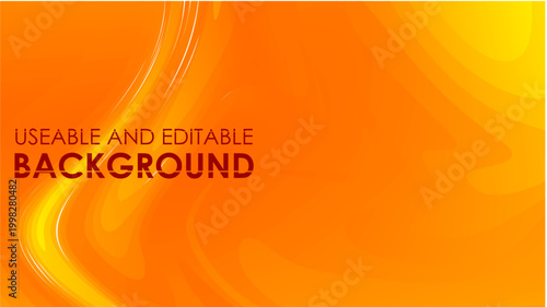 Bright Orange Fluid Abstract Background Featuring Elegant Yellow Swirls and Liquid Waves, Dynamic Warm Gradient Texture for Modern Branding, Marketing Banners, and Digital Wallpapers.