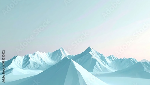 Abstract Geometric Snowy Mountain Range Landscape.