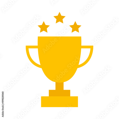 Color icon of a winners cup with stars inscription, symbolizing first place, victory, excellence, leadership, achievement, competition success, pride, motivation today now. Vector EPS 10 
