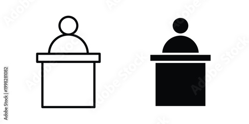 Information desk icon strokes and flat black vectors. Illustrations EPS10