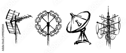 antenna , Traditional Chinese Brush , strokes swirl style