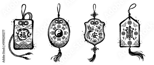amulet , Traditional Chinese Brush , strokes swirl style