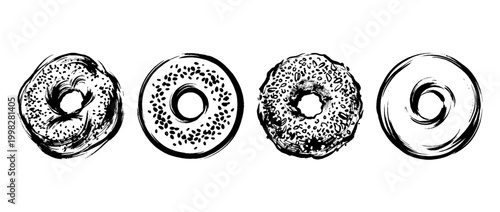bagel , Traditional Chinese Brush , strokes swirl style