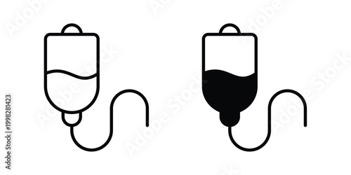 IV bag icon strokes and flat black vectors. Illustrations EPS10