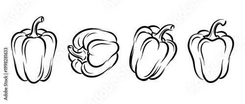 bell pepper , Traditional Chinese Brush , strokes swirl style