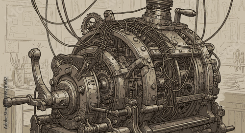 Industrial Machine Gear Mechanism Closeup.